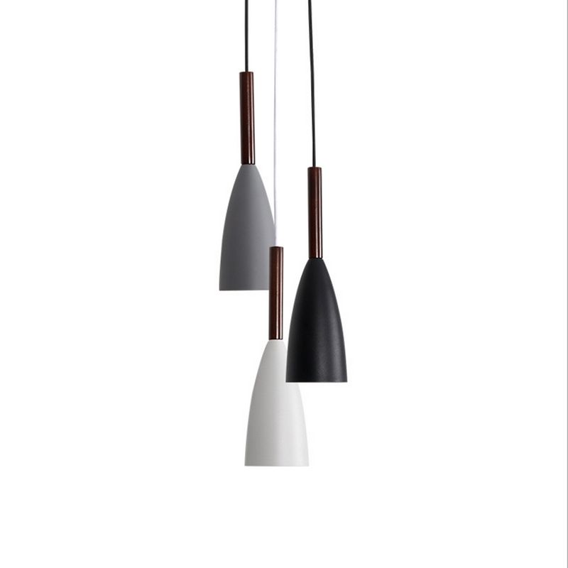 Nordic Industrial Hanging Lamp Simple Home Office Bar Decoration Aluminum Wood Long Slim Pipe Pendant Lighting Dining Room Ceiling Lights Track