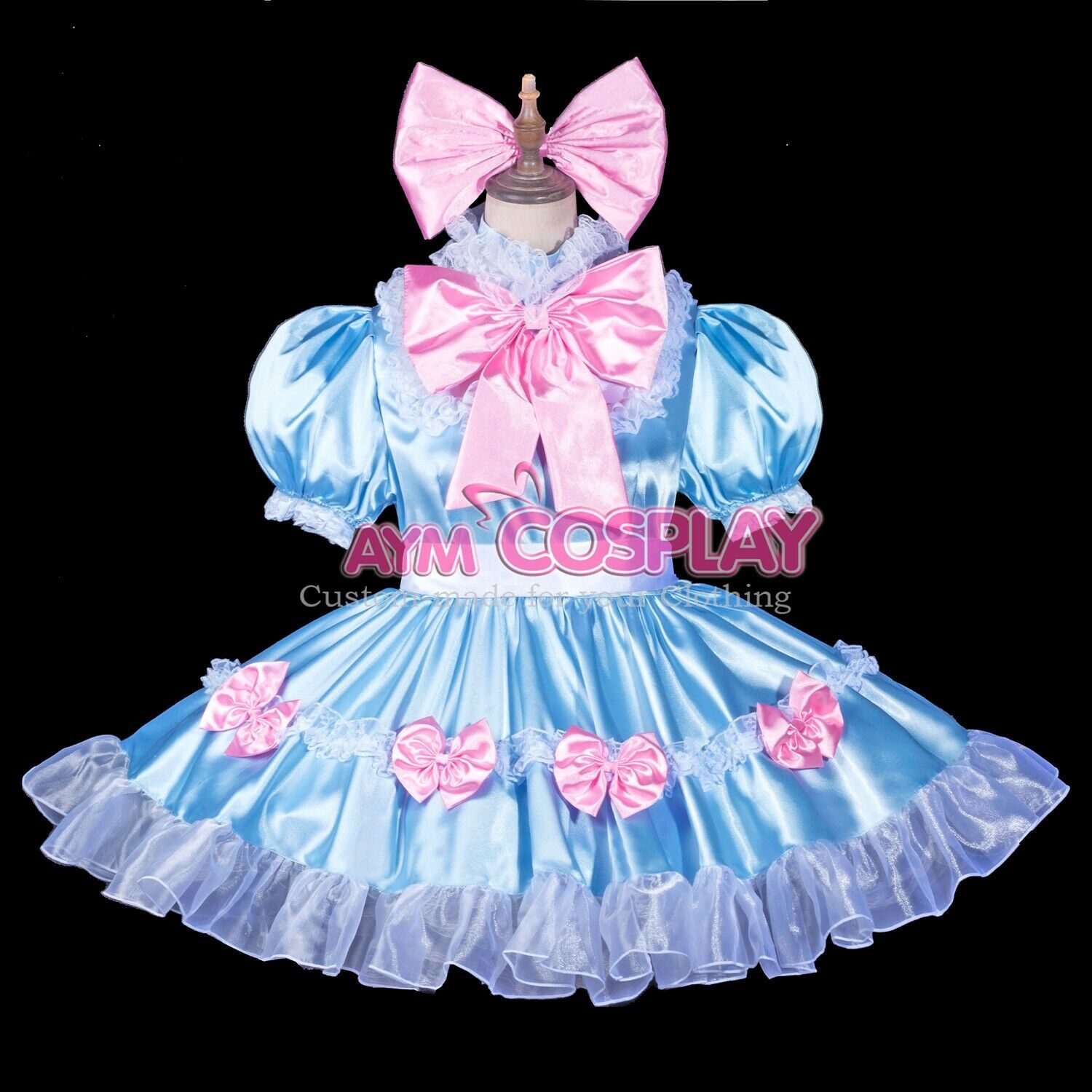 blue satin sissy maid dress blue satin sissy maid dress