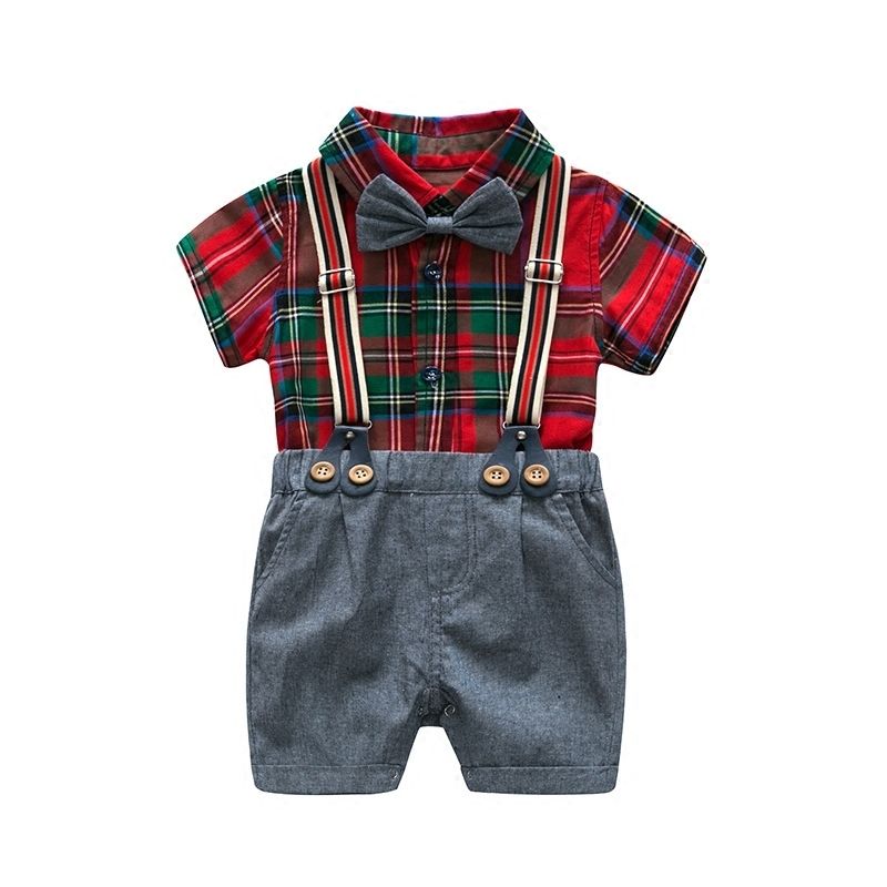 pantalón 0-24M Ropa para niños pequeños Baby Boy Caballero Plaid camiseta