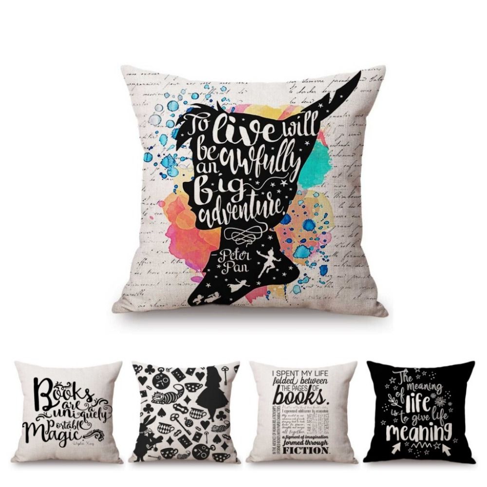 Letters Print Reader Club Decorative Throw Pillows For Sofa Cotton