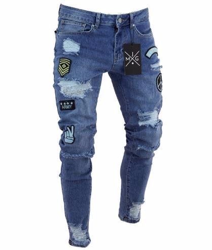 Compre Los Hombres Con Estilo Pantalones Rotos De Moda Flaco