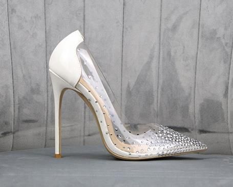 clear red bottom shoes