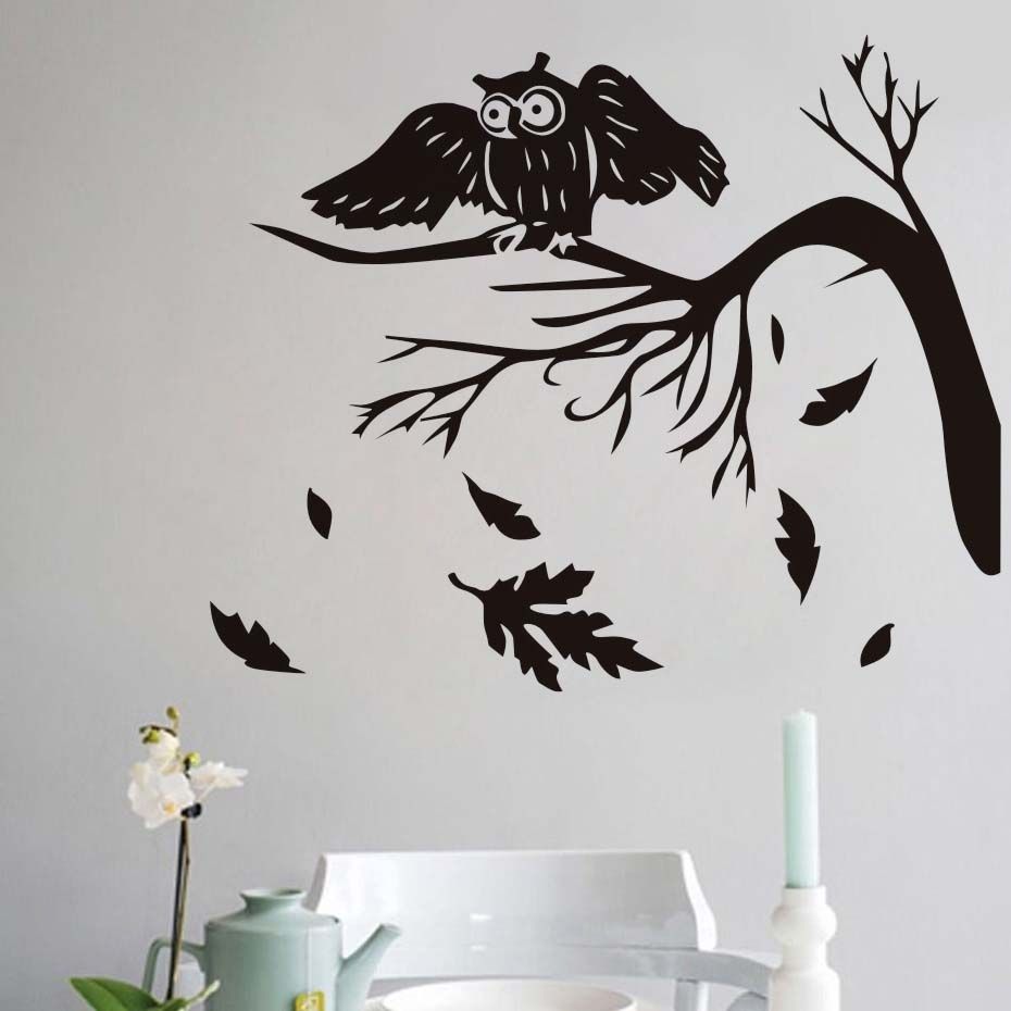 Forest Trees Autumn Fall Leaves Falling Silhouette Vinyl Wall Decal Art