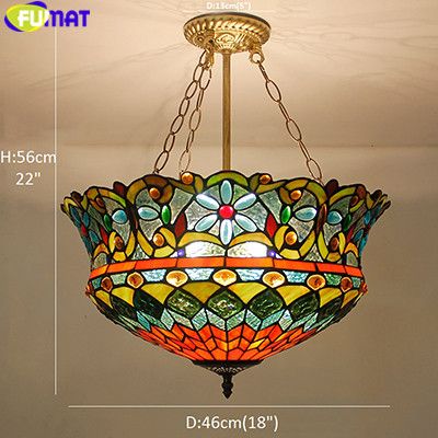 Grosshandel Fumat Tiffany Pendelleuchten Blume Led Glasmalerei