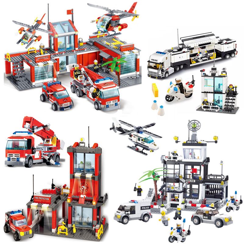 Compre Ciudad Combatir El Fuego Building Blocks Establece Ladrillos Parque De Bomberos Urbana Carro Del Coche Playmobil SWAT De La Policía De La Estación Juguetes Para Regalos De Los Niños A 11,51