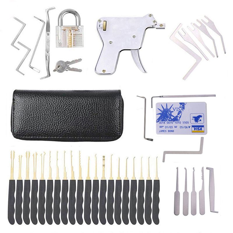 Pransparent Candado AB Lock Picks de titanio 24 Piezas y dos cerraduras cerrajer/ía Formaci/ón bloqueo conjunto Herramienta de Bricolaje