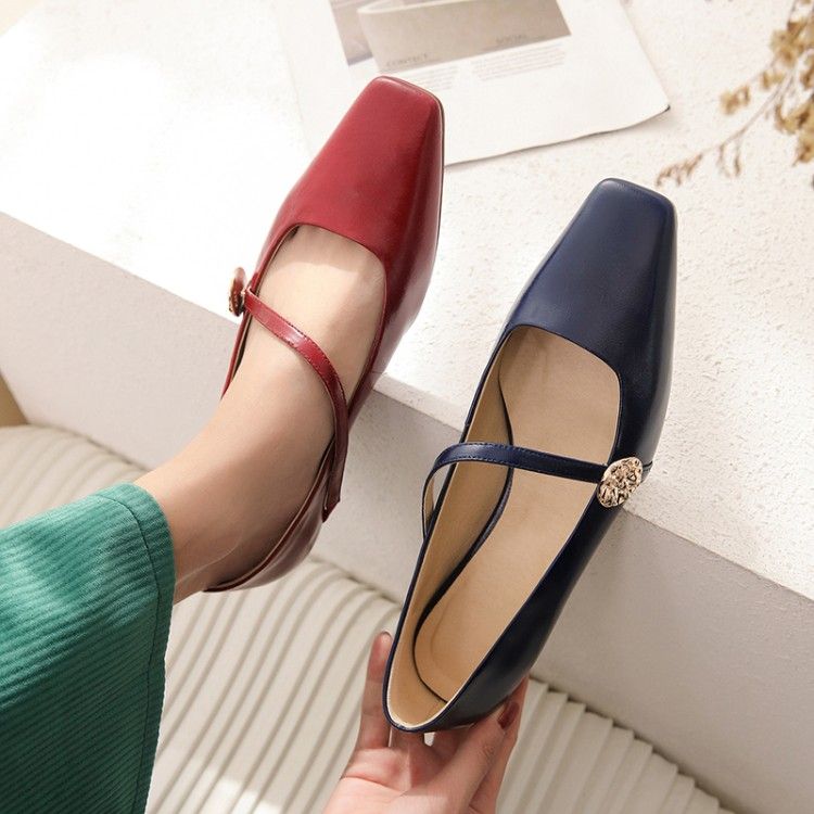 square toe mary jane flats