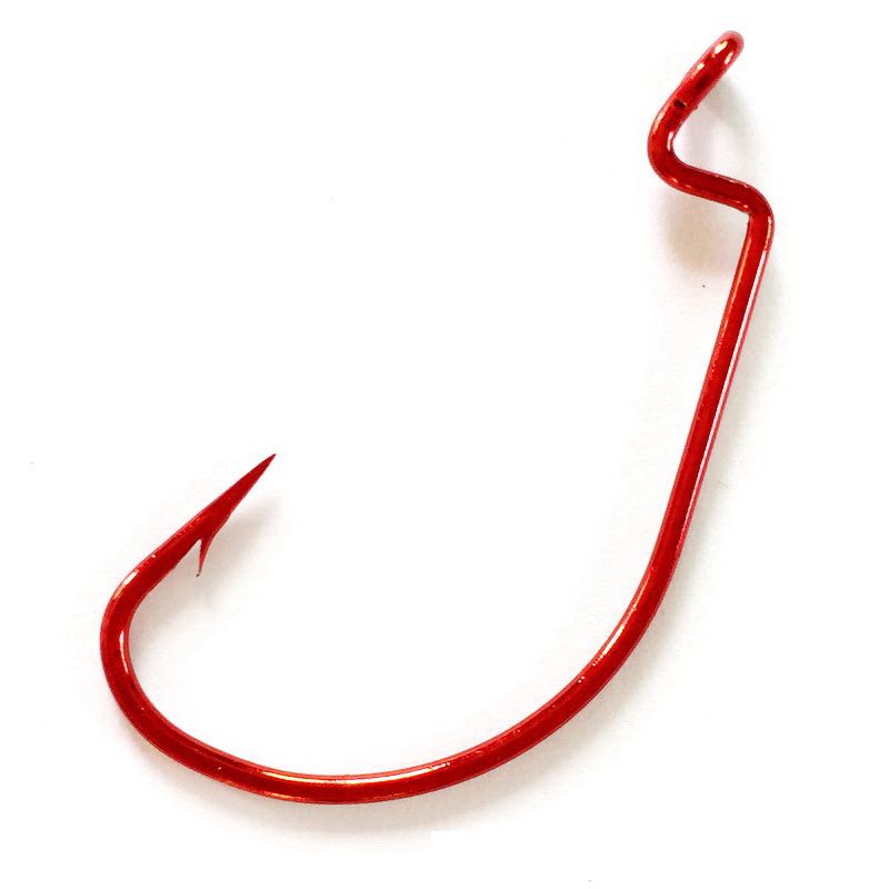 500 шт. Красные офсетные крючки для рыболовства крючкового кривошипника червячного крюка Размер 8 # -5 / 0 # PESCA