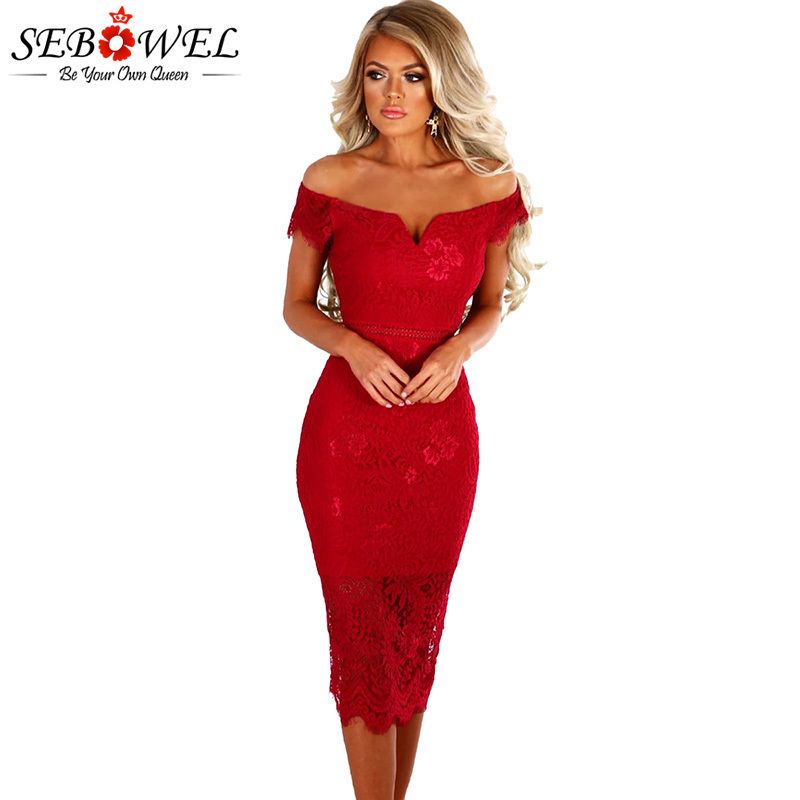 red bardot evening dress