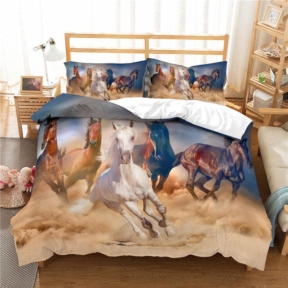 Animal Horse Series Four Piece Set Bedding Luxury Quilt Set Flower 100