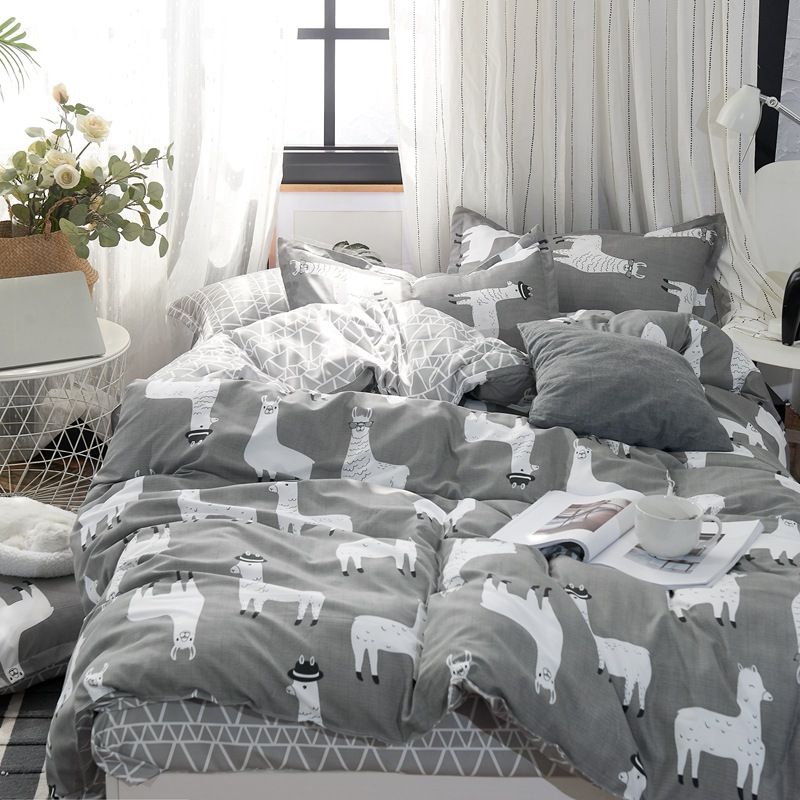 2020 Autumn Grey Star Bedding Set Pastoral Style Duvet Cover Set