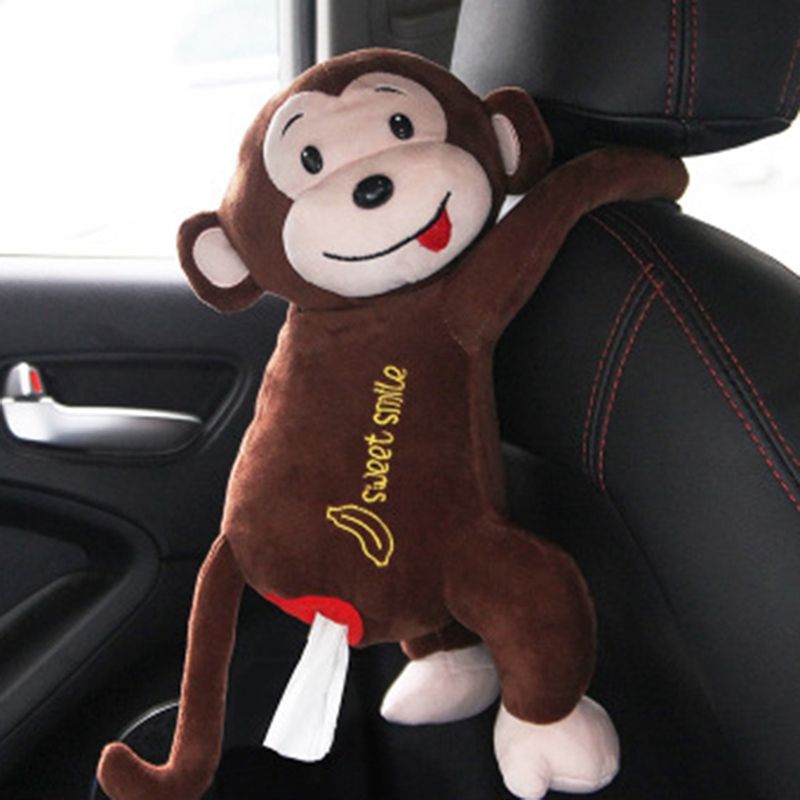 Creative Cartoon Tissue Animal Monkey Car Hanging Paper Napkin Holder Box US