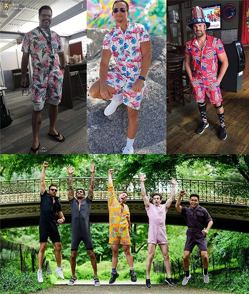 2021 Mens Designer Jumpsuits Short Sleeve Lapel Neck Mens Fashion Print