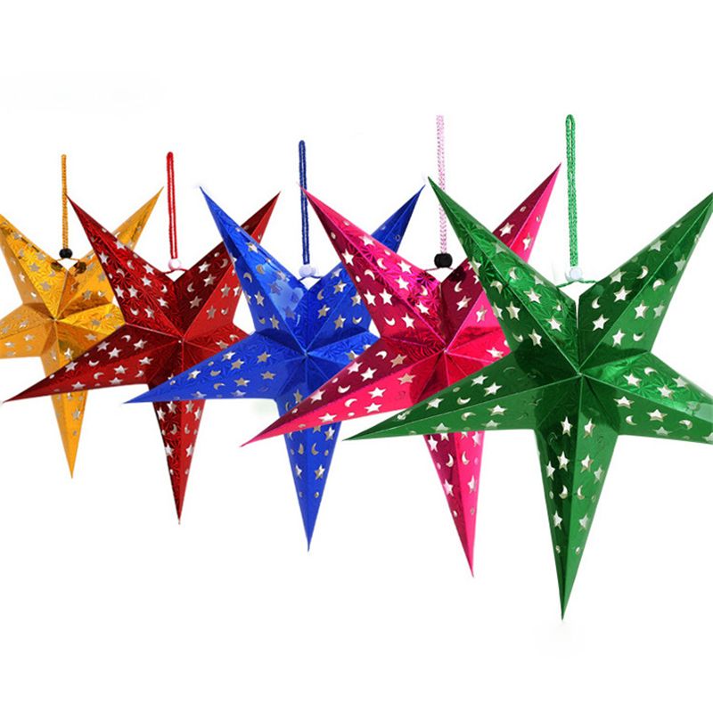 Großhandel Heißer Verkauf Weihnachten Papier Stern Weihnachten Dreidimensionale Laser Fünfzackigen Stern Santa Weihnachtsschmuck Von Boomboom 075