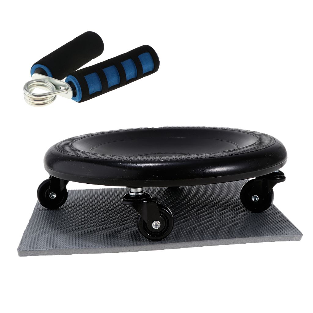 Ab Machine Abdominal Workout Exerciser Wheel Plate Trainer & Hand Gripper 