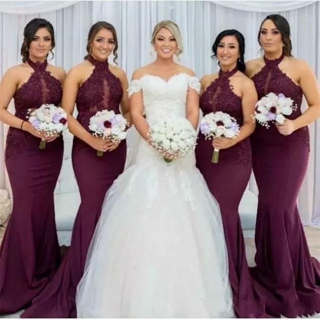 mermaid burgundy bridesmaid dresses