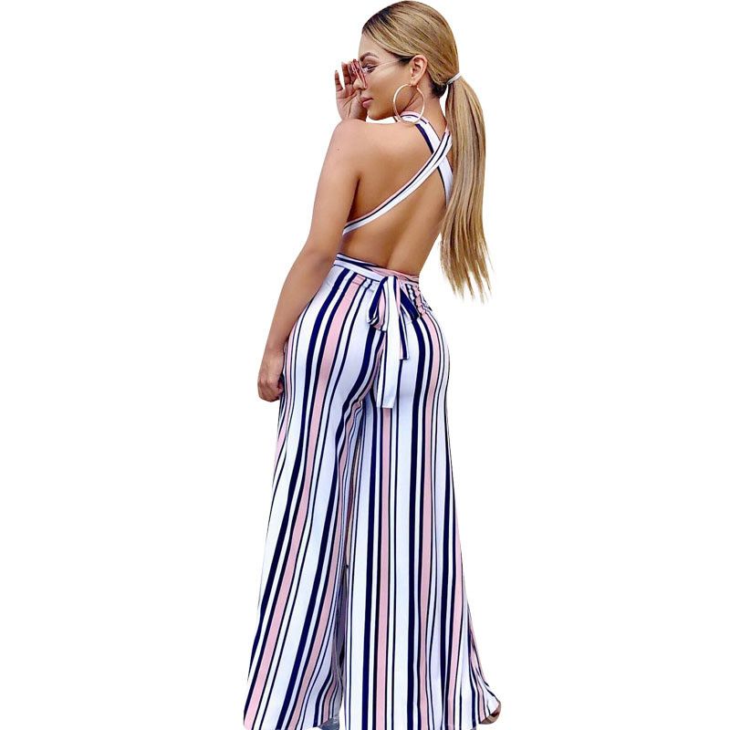 multicolor striped sequin jumpsuit