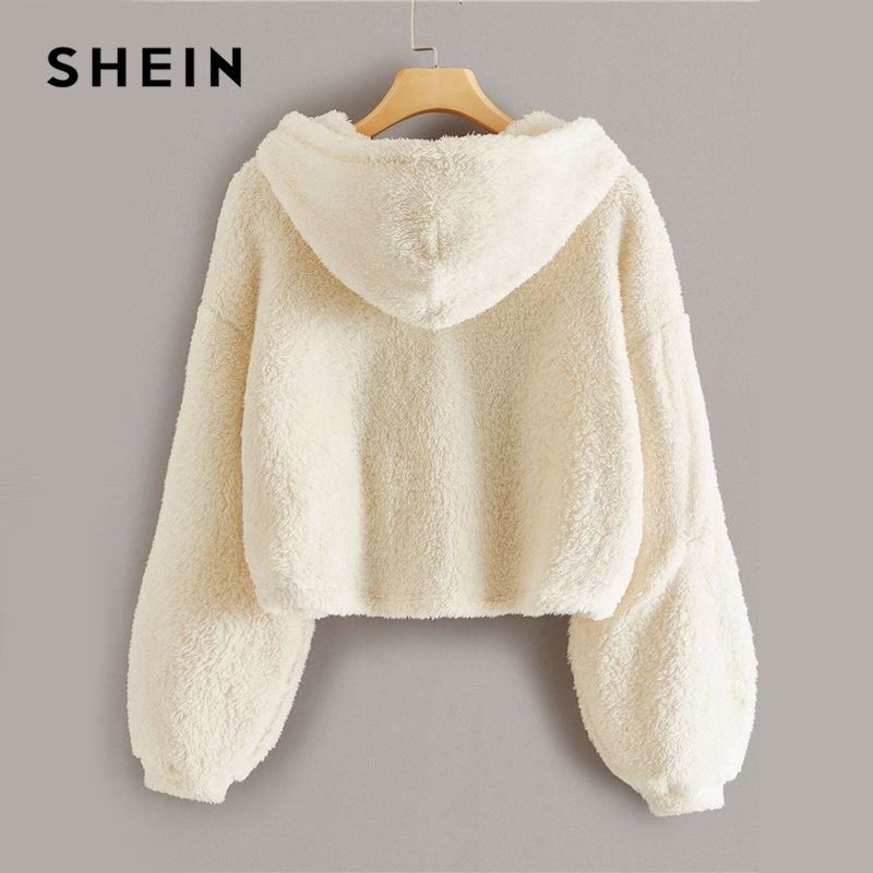 fluffy moletom com capuz shein