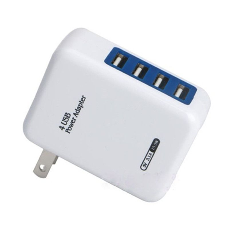 US Plug 4 Port USB Wall Charger High Speed Portable Travel Charger 3.1A