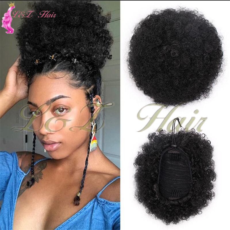 Synthetic Puff Afro Short Kinky Curly Chignon Hair Bun Drawstring