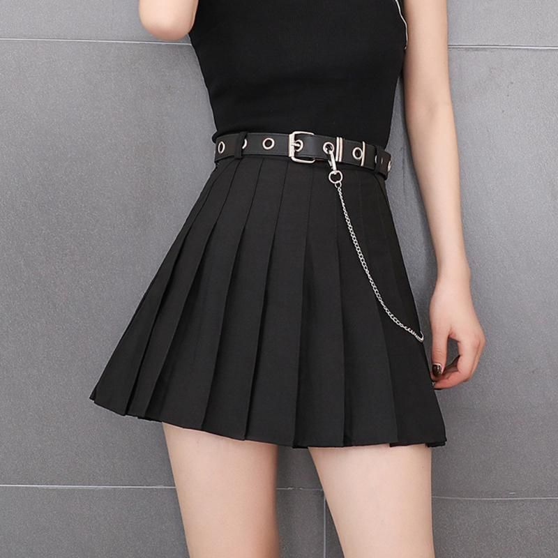 black pleated skirt