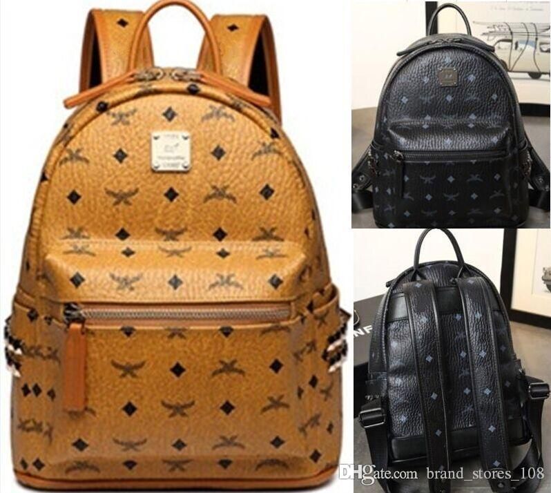 TOP PU High Quality PU Europe Men Bag Famous Designers Handbags Rivet Brands Backpack Women ...