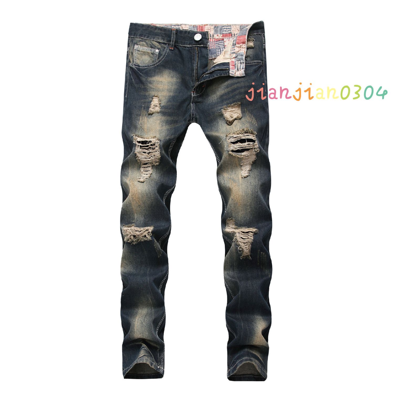 Compra Rasgados Modelos De Explosión De Los Pantalones Vaqueros De La Moda  De Los Hombres De Cruce Nostálgicos Europea Y Rectas Pantalón De Mezclilla  Delgados De Los Hombres Americanos Barato | Entrega