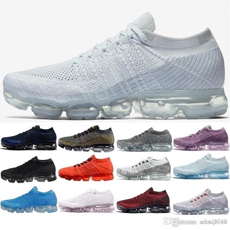 vapormax 2019 Nuevo Hombre Mujer 2018 2.0 2 Platino Negro tenis blanco Zapatillas de deporte