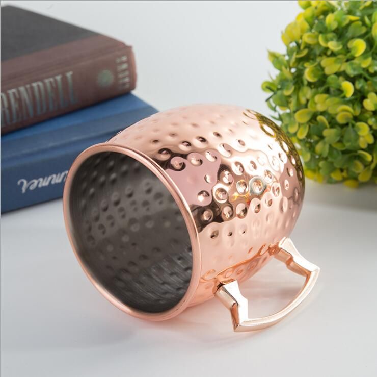 Stainless Steel Beer Cup Hammered Copper Plated Moscow Mule Mug Drum
