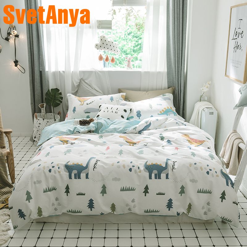 Svetanya Dinosaur Sheet Pillowcase Duvet Cover Bedding Set Cotton