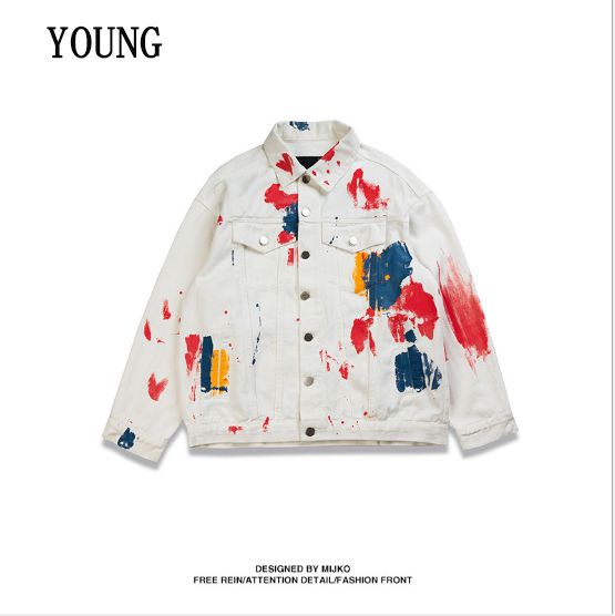 Mens Jacket Parkas Designer Splash Paint Jackets Street Denim Jacket Luxury Men Streetwear Brand Jacket Wear On Both Sides Clothing Fashion Jacket