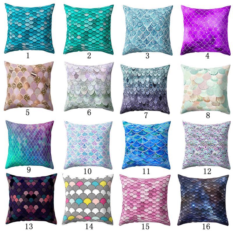 Mermaid Fish Scale Pillowcase Little Mermaid Fish Scale Cushion