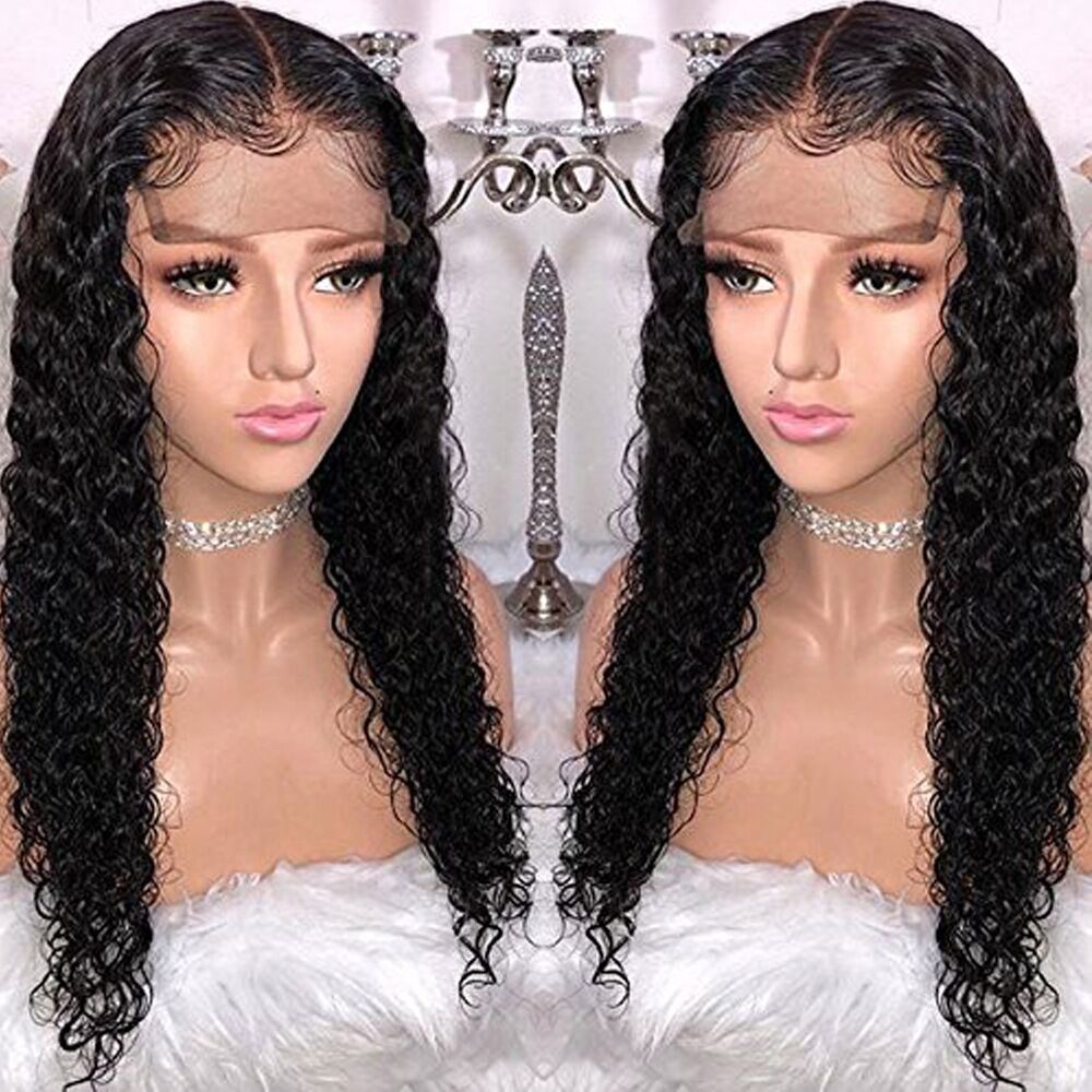 Natural Black Long Kinky Curly Hair Cheap Synthetic Lace Front