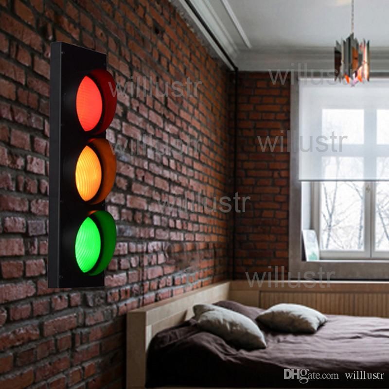 2021 Iron Wall Lamp Traffic Light Red Yellow Green Remote Control Living Room Restaurant Cafe Bedroom Hotel Hall Vintage Industrial Lighting From Zhenyushengjin2009, $85.93 | DHgate.Com