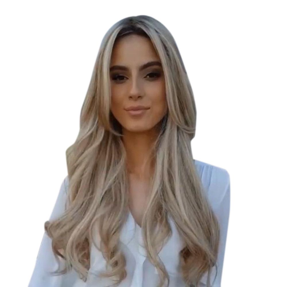 2019 Factory Price Women Fashion Lady Gold Curly Hair Full Wig