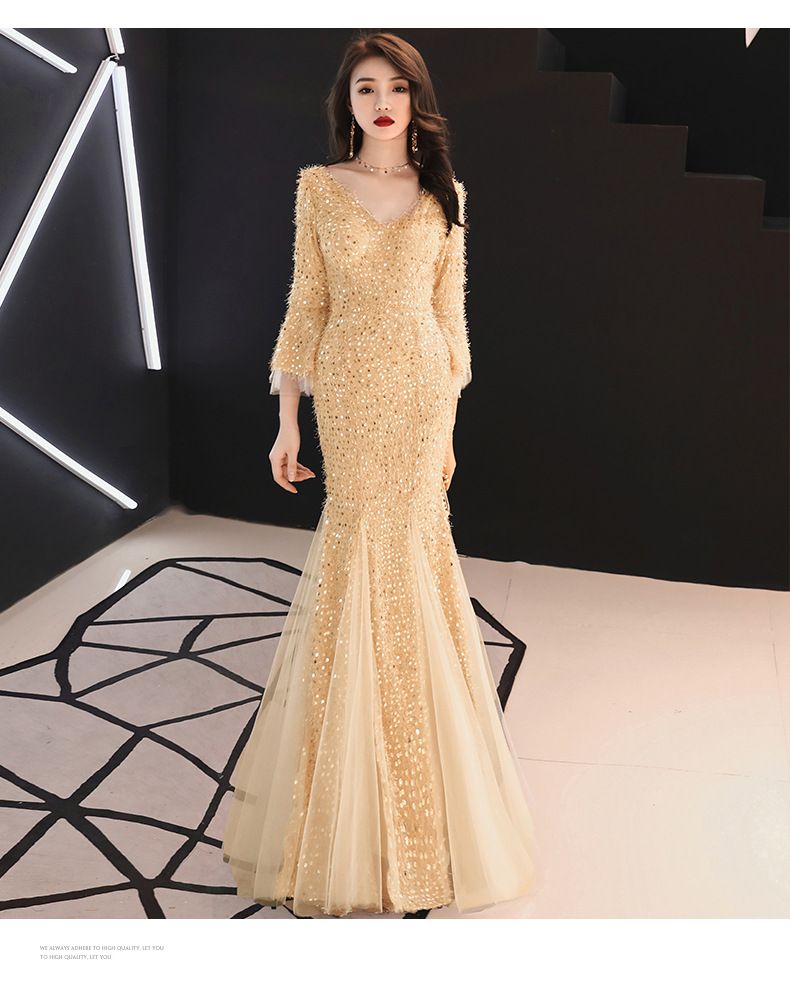 3 Sizes Prom Gowns Evening Dress Women Banquet Host Formal Wear Sleeveless Sexy Sequin Fishtail Floor Skirt Qc0371 From Zhouli13 29 15 Dhgate Com