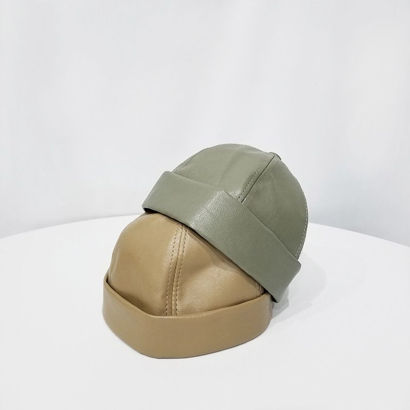 Unisex Women Faux Leather Skull Caps 