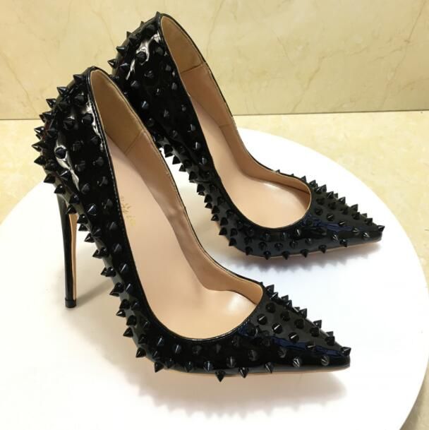 red bottom studded heels