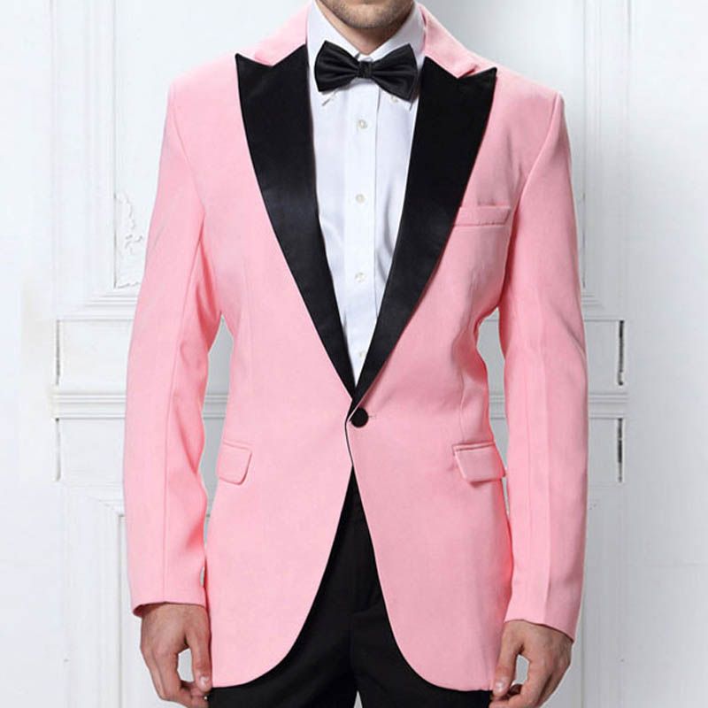 Compra Los Últimos Diseños De Pantalón Negro Se Adaptan A Los Trajes De Los  Hombres Rosados. Novios De Esmoquin De Boda Para Hombre. Chaqueta Tipo  Blazer. Traje De Corte Slim De Dos