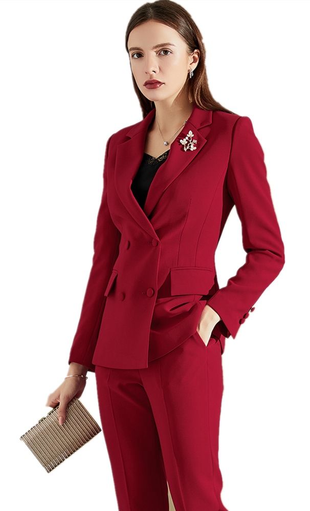 red pantsuits