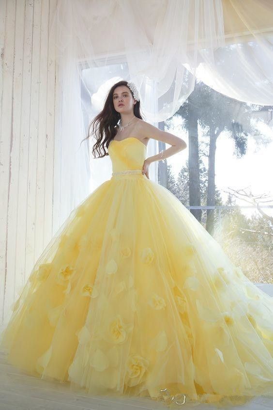 vestido para 15 anos amarelo