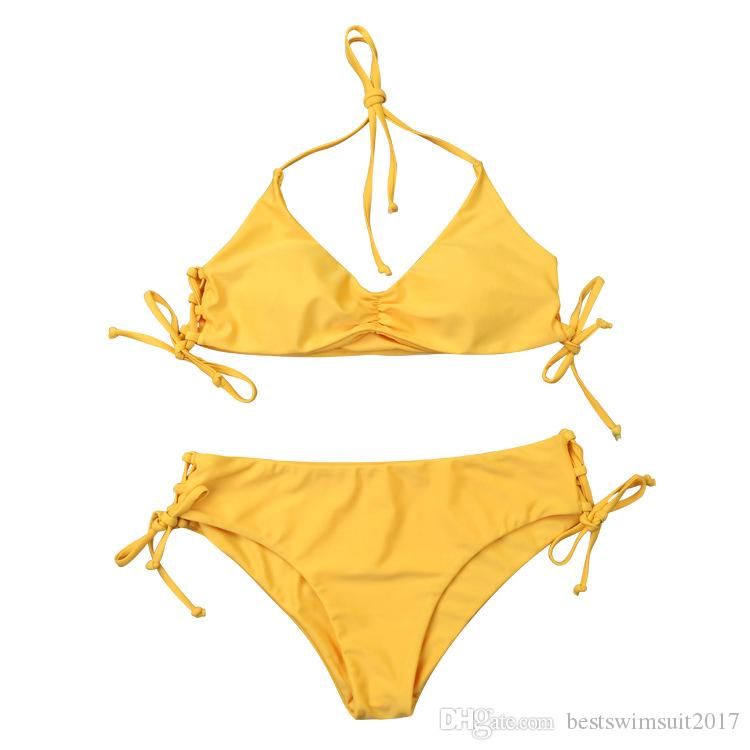yellow triangle bathing suit