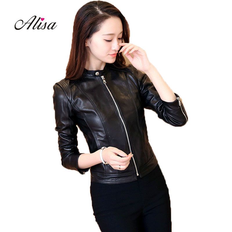 jaqueta de couro falso feminina