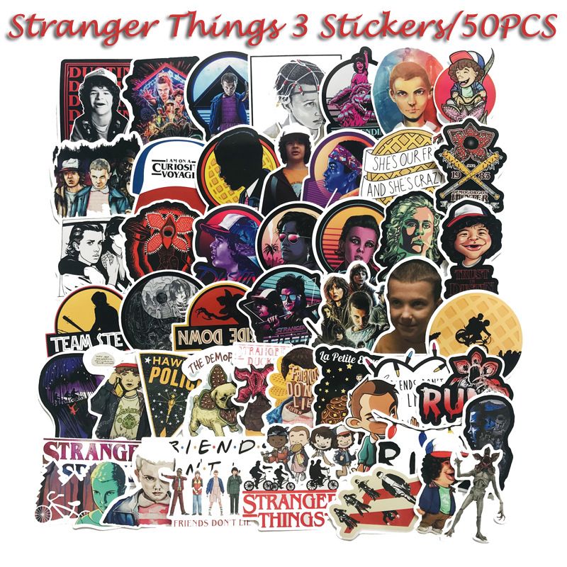 50 Estilos Stranger Things 3 pegatinas juguetes de dibujos animados de la  película de equipaje portátil