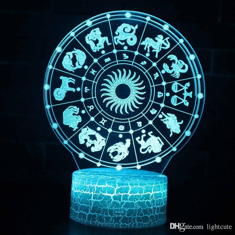 compre remotas es doce constelaciones tema de la lampara led de luz de noche 3d 7 cambio de color tactil de la lampara del humor del regalo de navidad