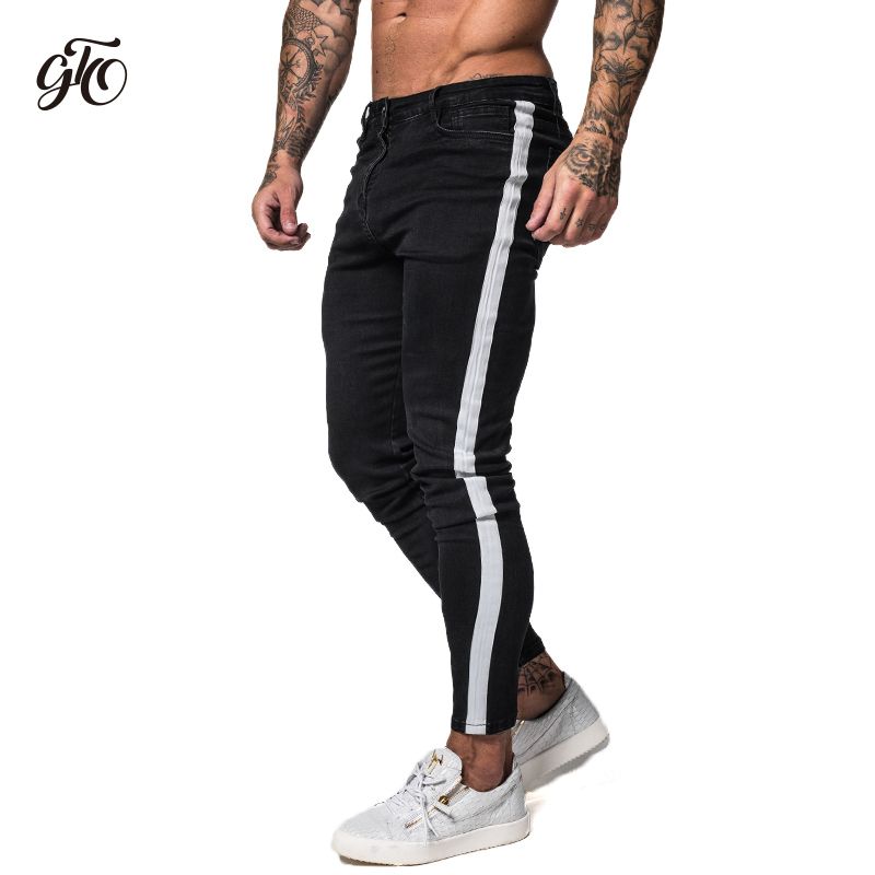 Compra Gingtto Jeans Ajustados Negros Para Hombre Denim Stretch Slim Fit  Jeans Marca Biker Estilo Clásico Hip Hop Tobillo Tight Taping Hombre Zm38  Y19060501 Barato | Entrega Rápida Y Calidad | Es.Dhgate