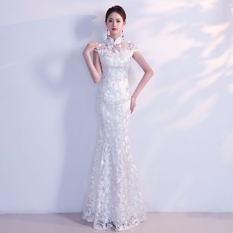 Compra Blanco Cheongsam Long Qipao Vestidos China Tradicional Vestido De  Novia China Tienda De Ropa Vestido Tamaño Oriental XS S M L XL XXL Barato |  Entrega Rápida Y Calidad | Es.Dhgate