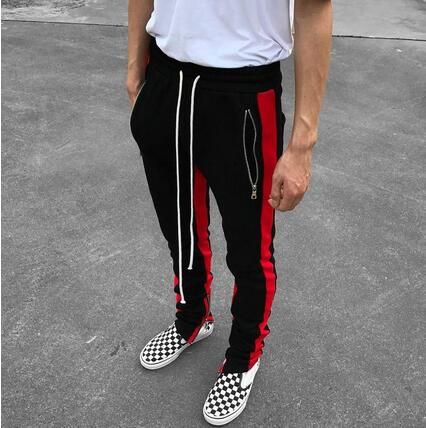 black red stripe joggers