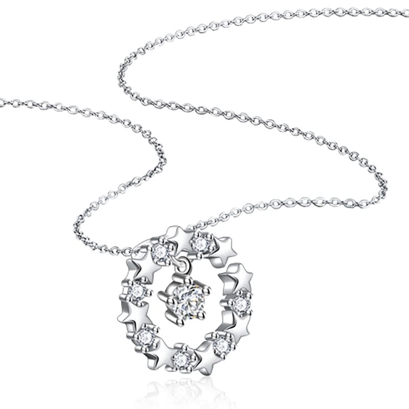 Jewelry Best Seller Sterling Silver Rhodium-plated Polished with CZ Leaf Chain Slide