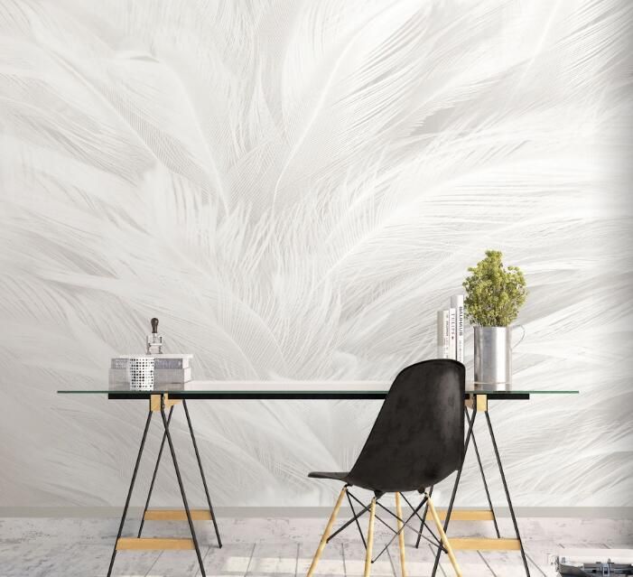Nordic feather wallpaper living/dining room Decorative paintings TV background  wallpaper mural personality creative bedroom wall